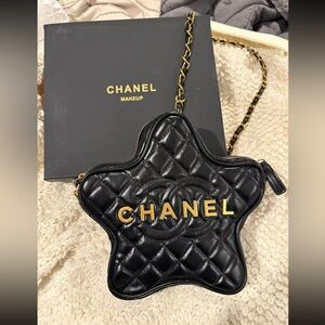 Chanel Makeup VIP GWP Black Star Quilted Vegan Leather Bag